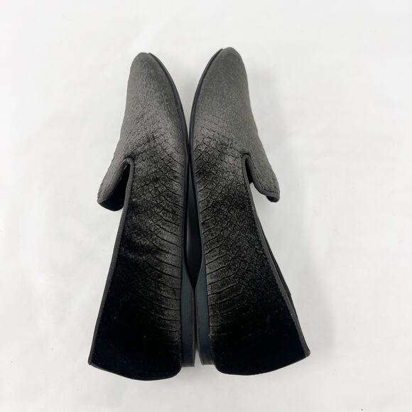 [Birdies] Starling Charcoal Gray Python Print Velour Slip On Loafer Flats Sz 6.5 - Picture 6 of 12